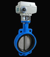 無銷全襯膠電動對夾蝶閥